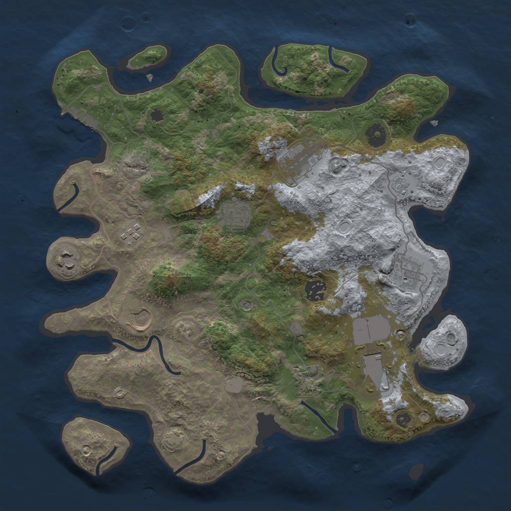 Rust Map: Procedural Map, Size: 3500, Seed: 1092768696, 16 Monuments