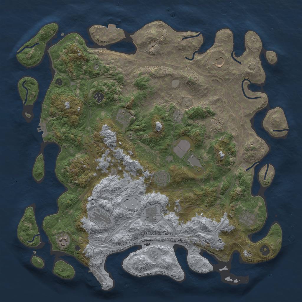 Rust Map: Procedural Map, Size: 4500, Seed: 1636921067, 19 Monuments