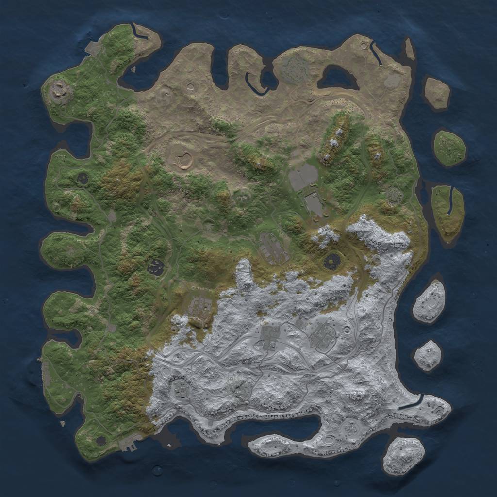 Rust Map: Procedural Map, Size: 4500, Seed: 422163600, 18 Monuments