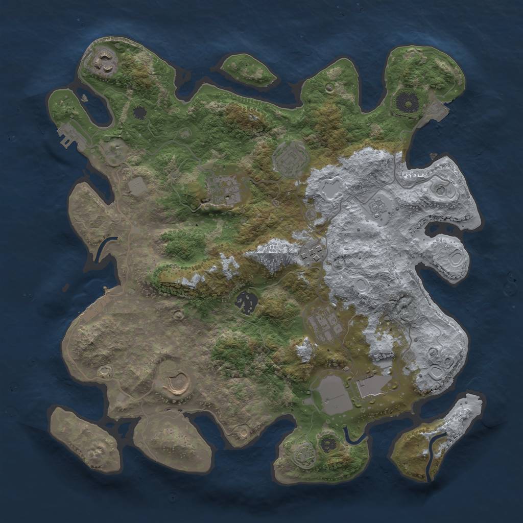 Rust Map: Procedural Map, Size: 3500, Seed: 65434543, 16 Monuments