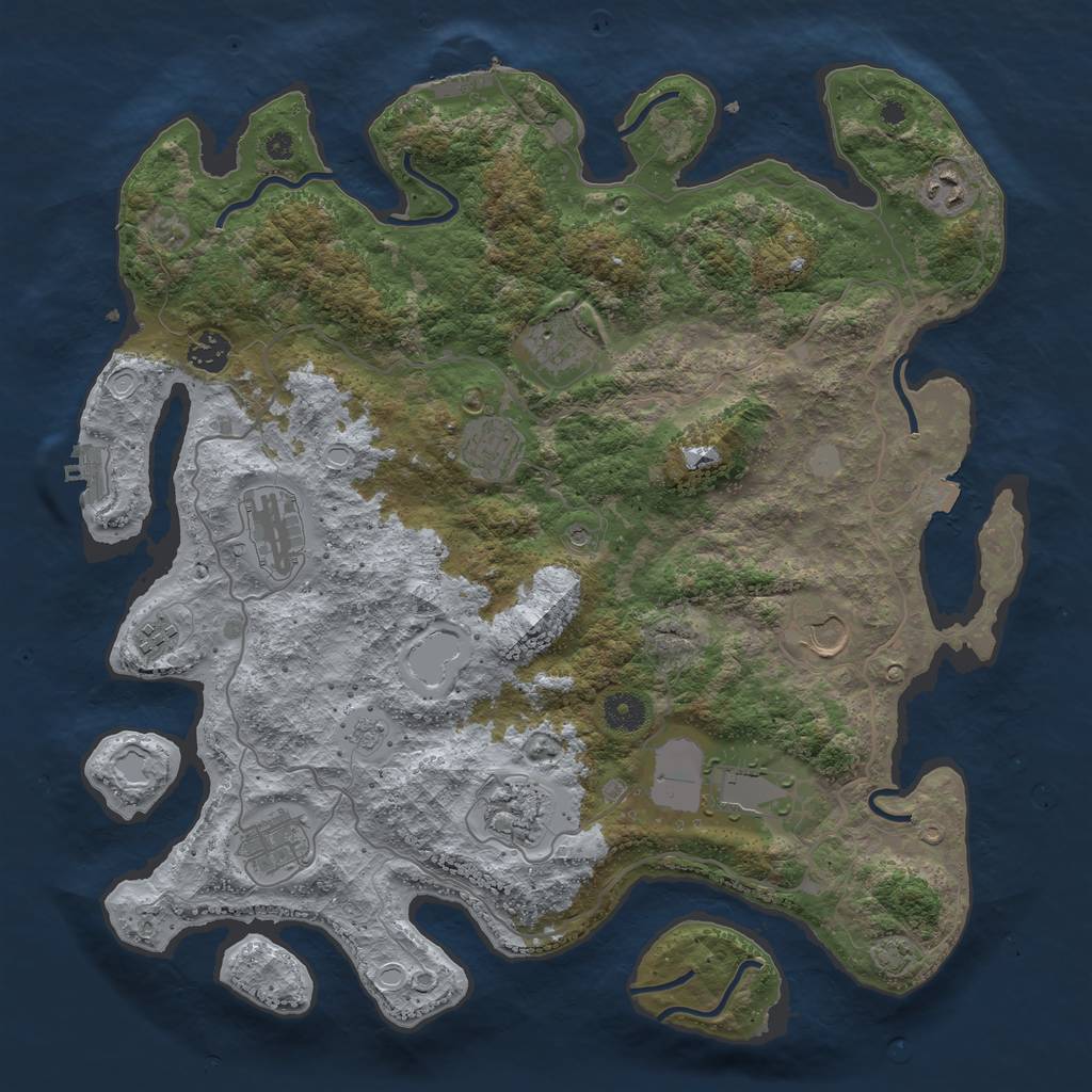 Rust Map: Procedural Map, Size: 4000, Seed: 1140338118, 18 Monuments