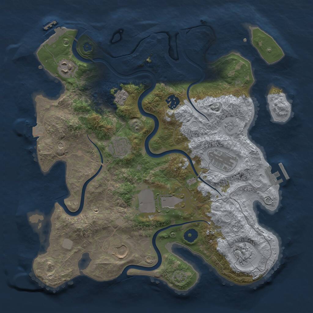 Rust Map: Procedural Map, Size: 3500, Seed: 602641423, 14 Monuments