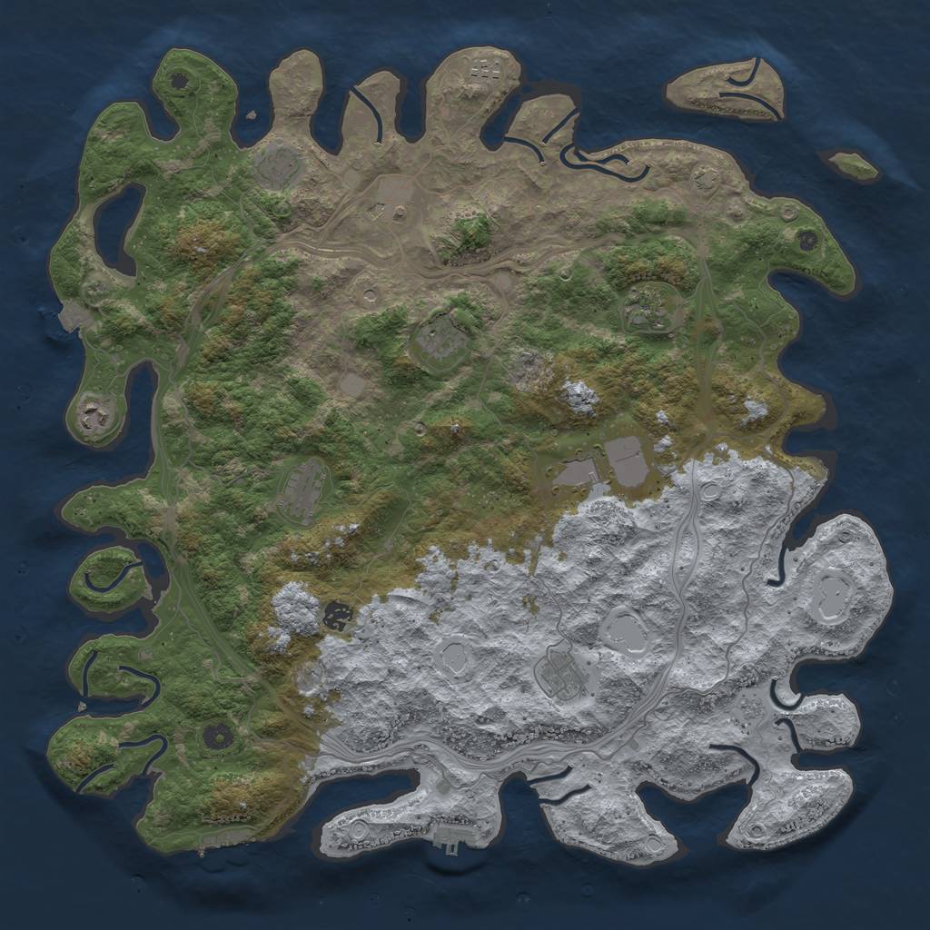 Rust Map: Procedural Map, Size: 4800, Seed: 70908538, 18 Monuments