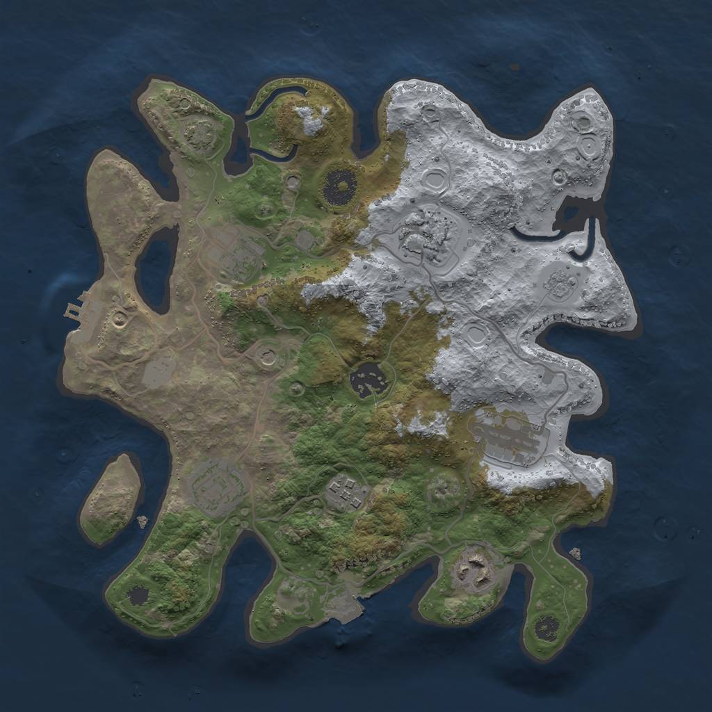 Rust Map: Procedural Map, Size: 3000, Seed: 28981987, 14 Monuments