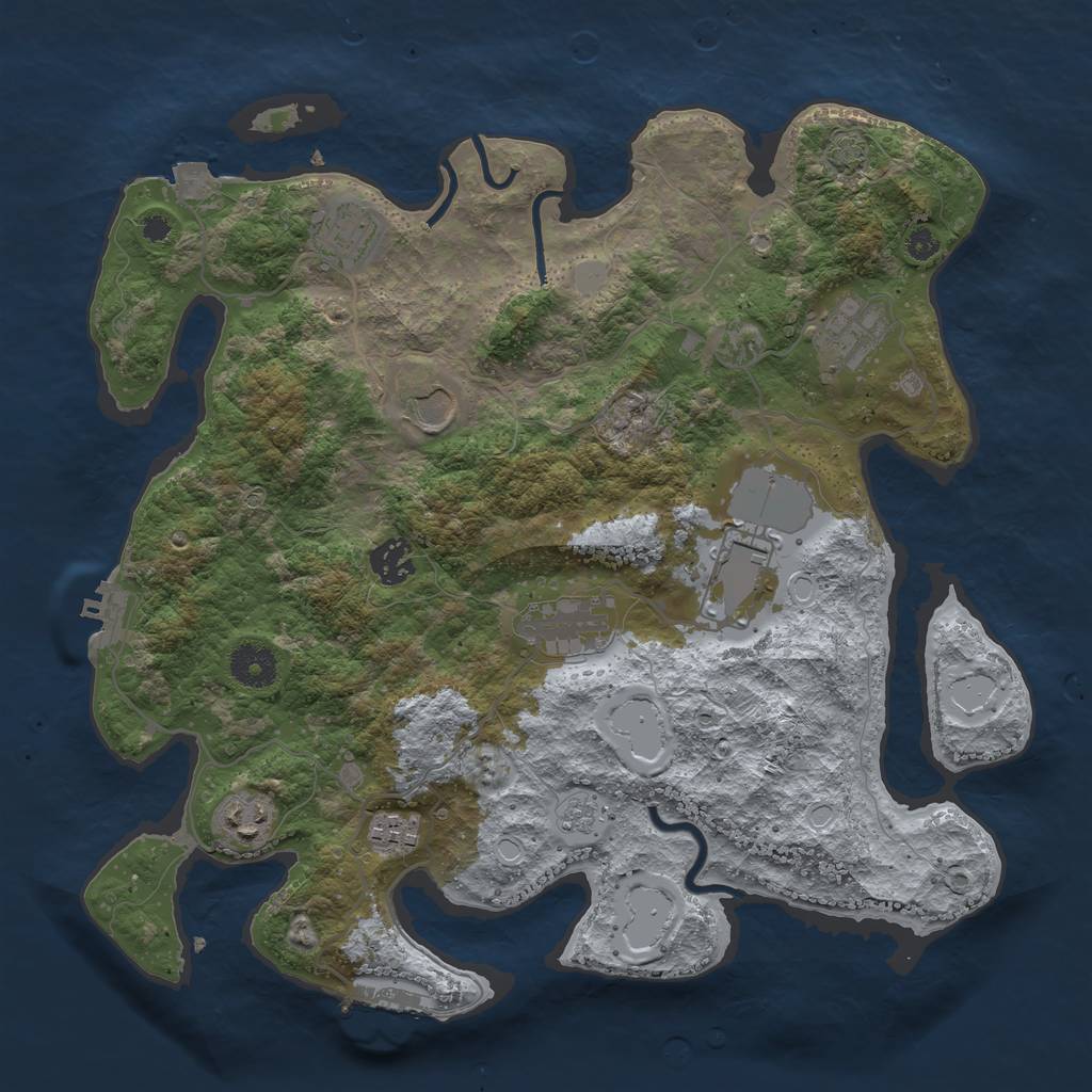Rust Map: Procedural Map, Size: 3600, Seed: 182771787, 15 Monuments
