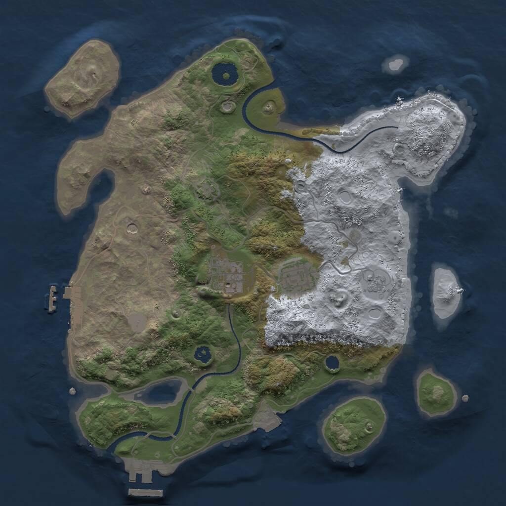 Rust Map: Procedural Map, Size: 3000, Seed: 534134260, 8 Monuments