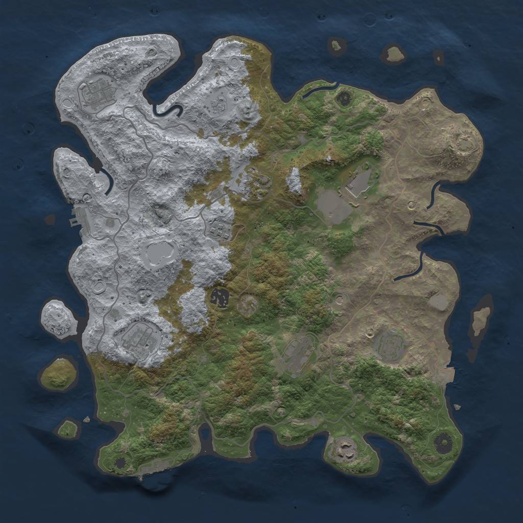 Rust Map: Procedural Map, Size: 4000, Seed: 130851863, 17 Monuments