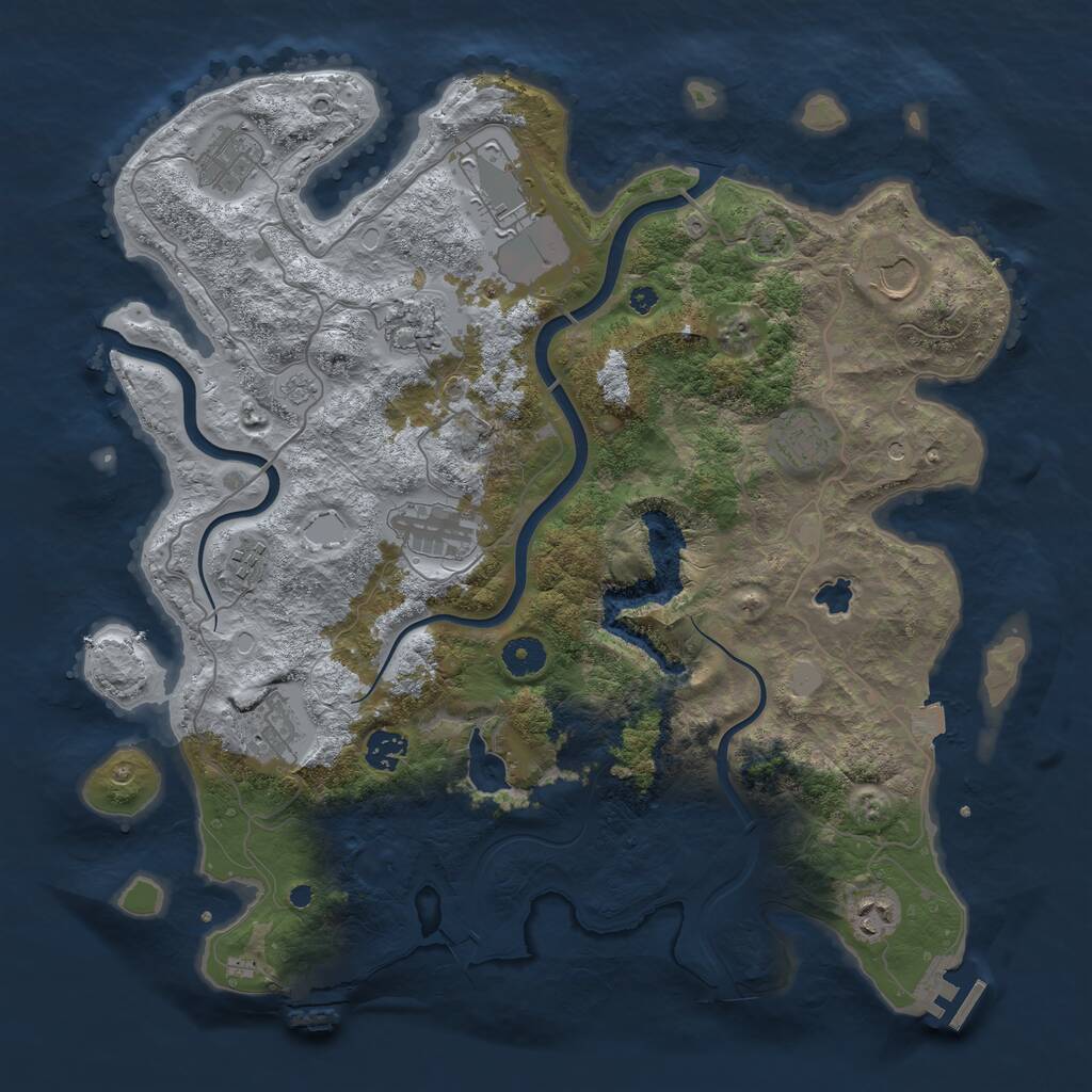 Rust Map: Procedural Map, Size: 4000, Seed: 130851863, 16 Monuments