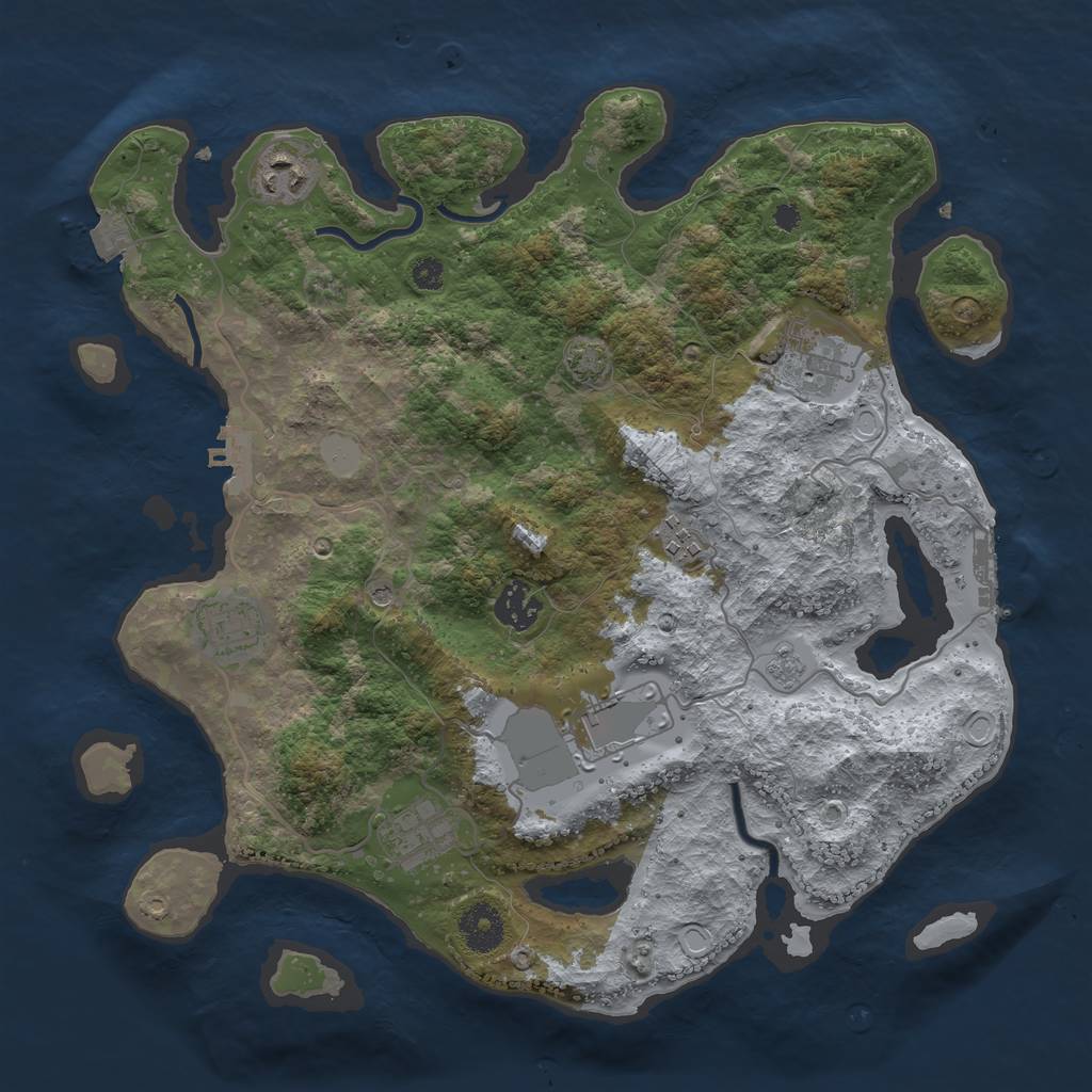 Rust Map: Procedural Map, Size: 3500, Seed: 3219231, 15 Monuments
