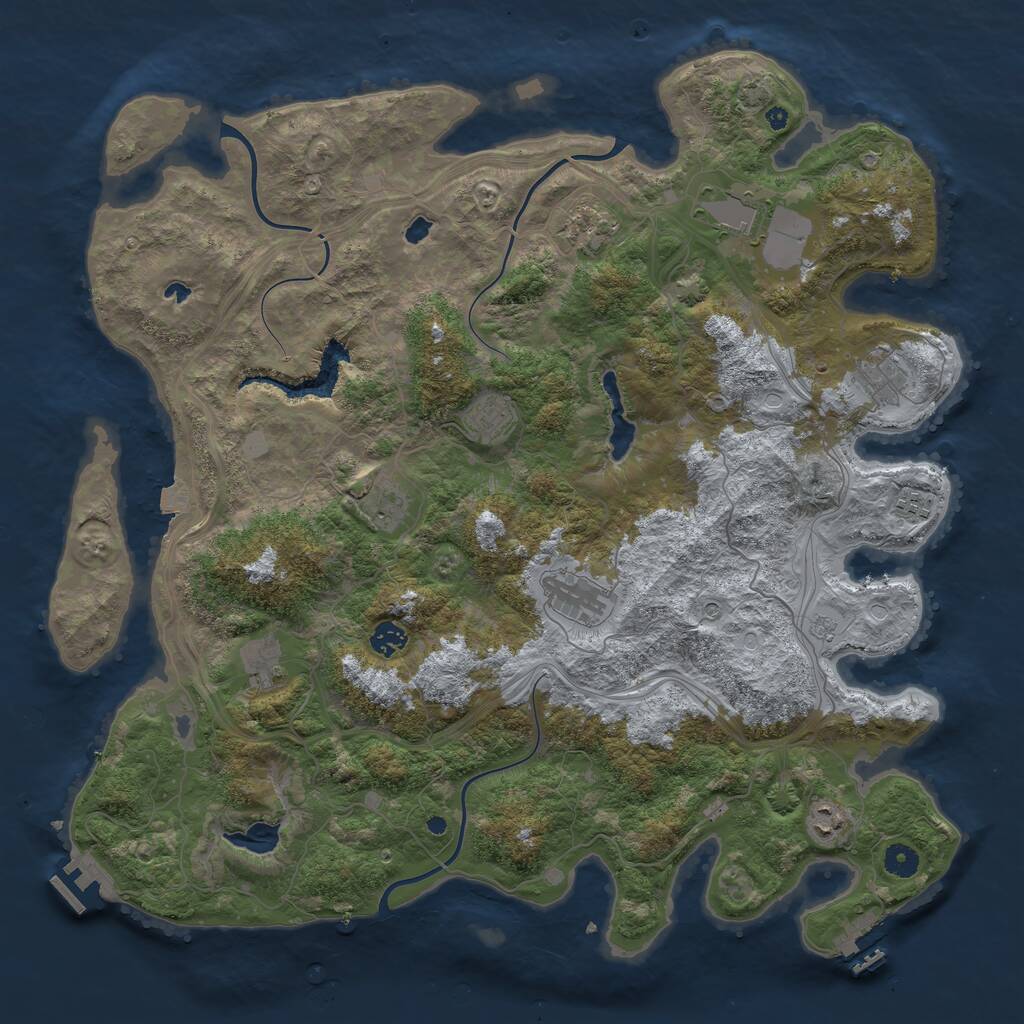 Rust Map: Procedural Map, Size: 4500, Seed: 343517922, 16 Monuments