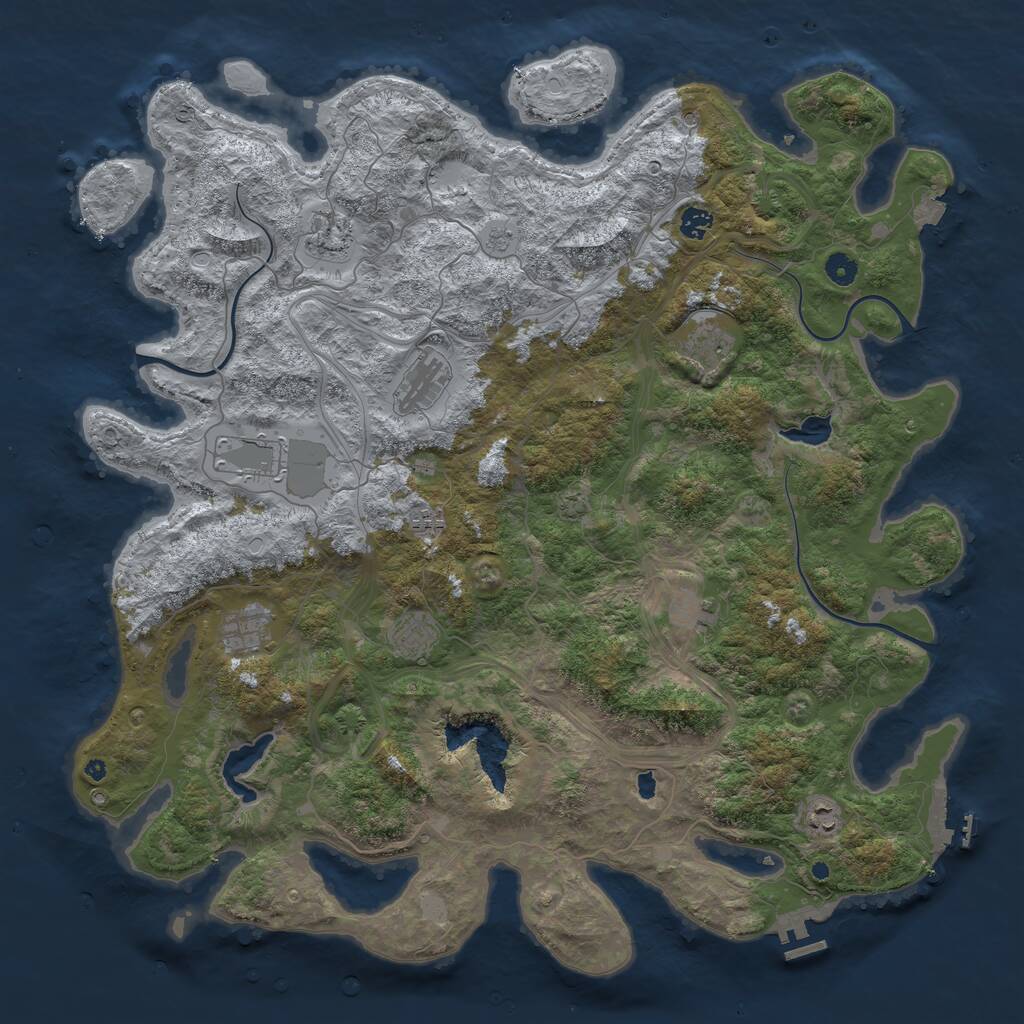 Rust Map: Procedural Map, Size: 4800, Seed: 1204072559, 16 Monuments