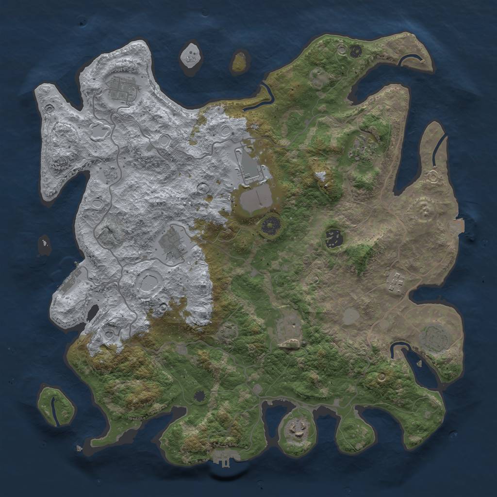 Rust Map: Procedural Map, Size: 4000, Seed: 63801747, 17 Monuments