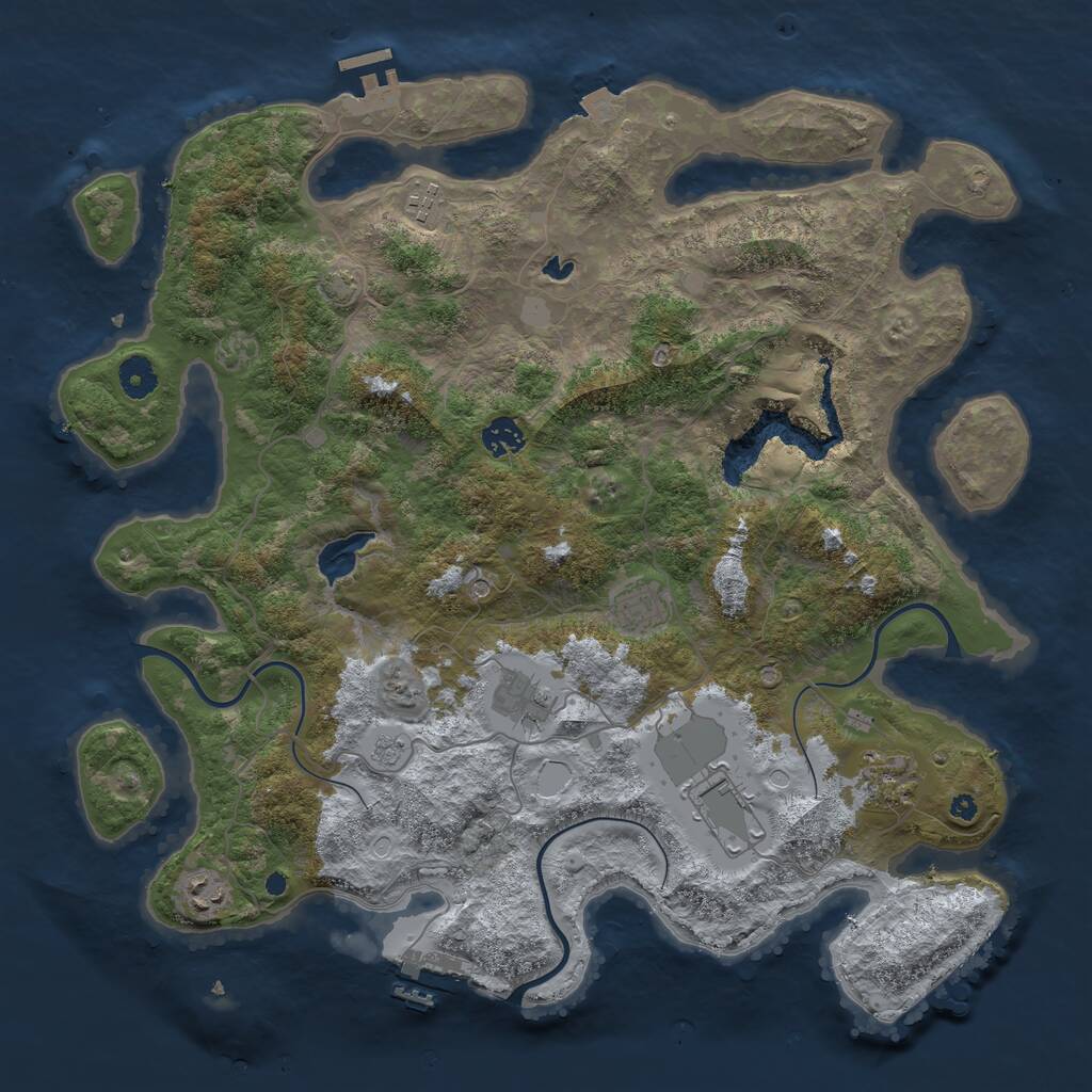 Rust Map: Procedural Map, Size: 4096, Seed: 788767104, 13 Monuments
