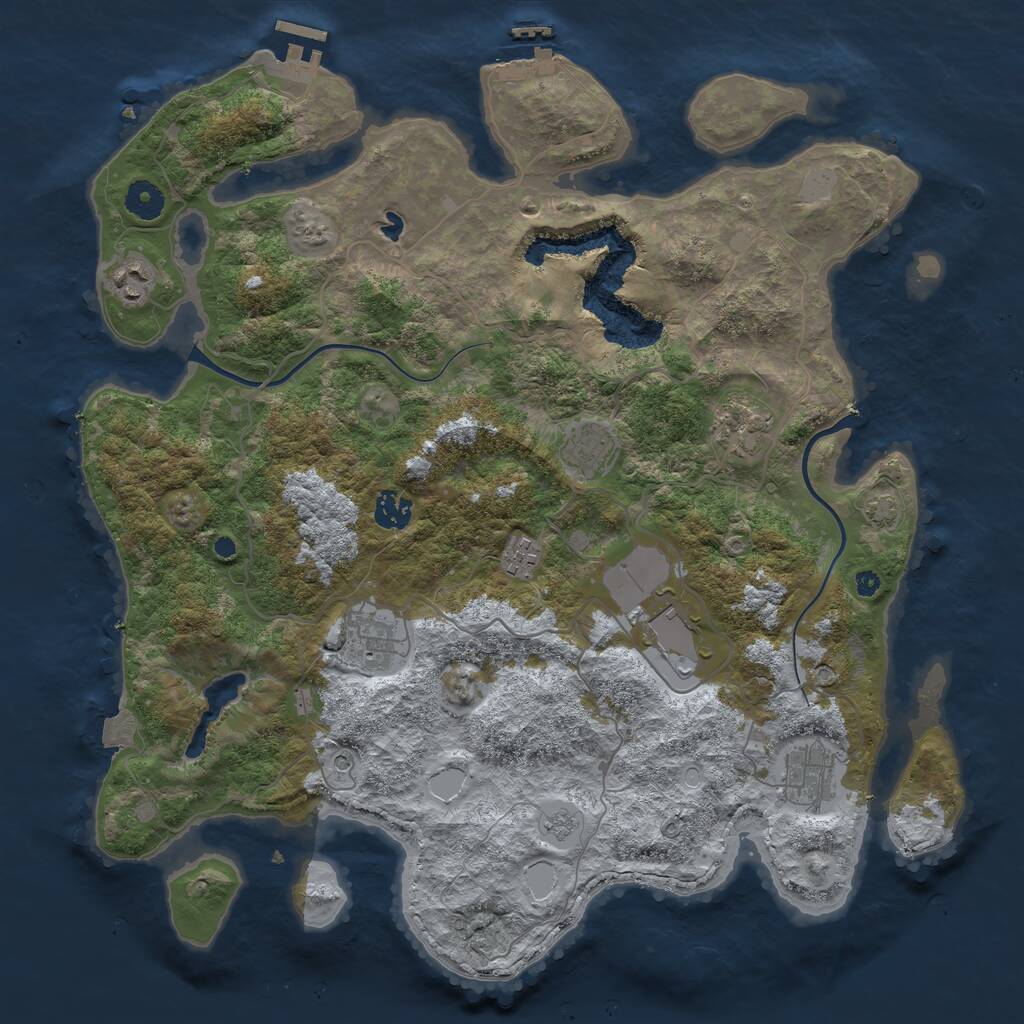 Rust Map: Procedural Map, Size: 4000, Seed: 552733879, 14 Monuments