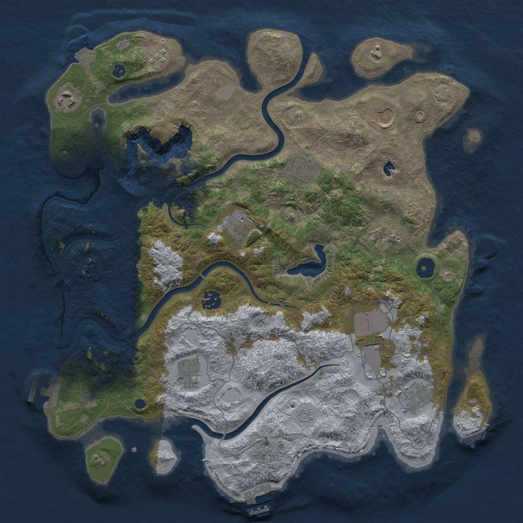 Rust Map: Procedural Map, Size: 4000, Seed: 552733879, 16 Monuments