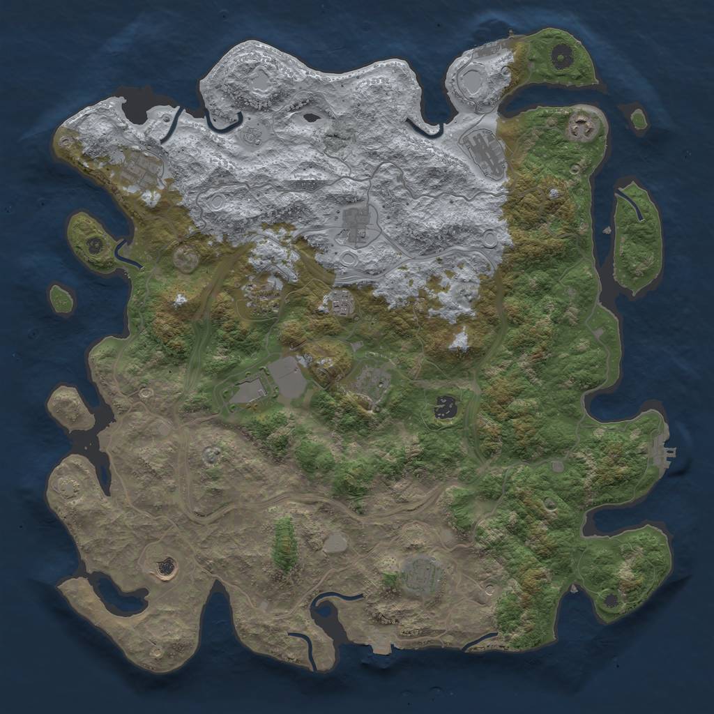 Rust Map: Procedural Map, Size: 4500, Seed: 922843173, 19 Monuments