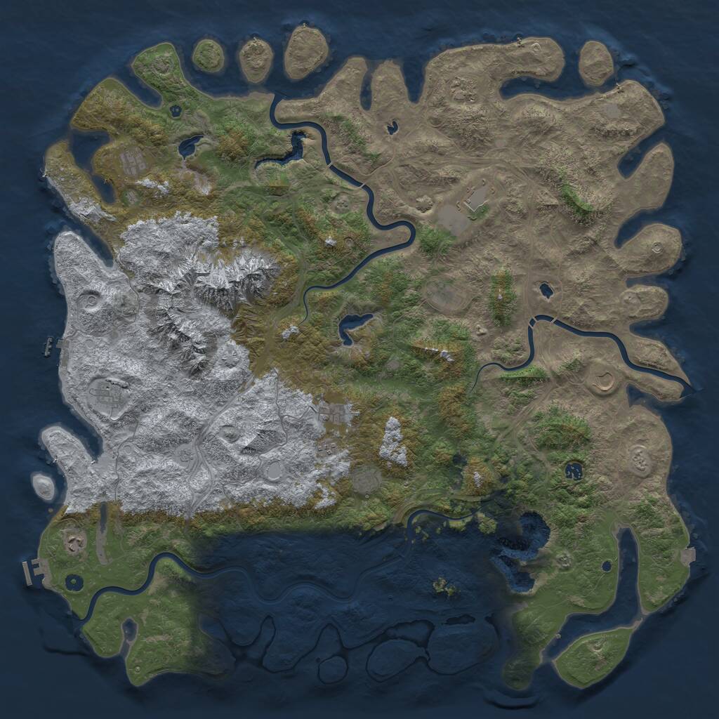 Rust Map: Procedural Map, Size: 6000, Seed: 1733287917, 17 Monuments