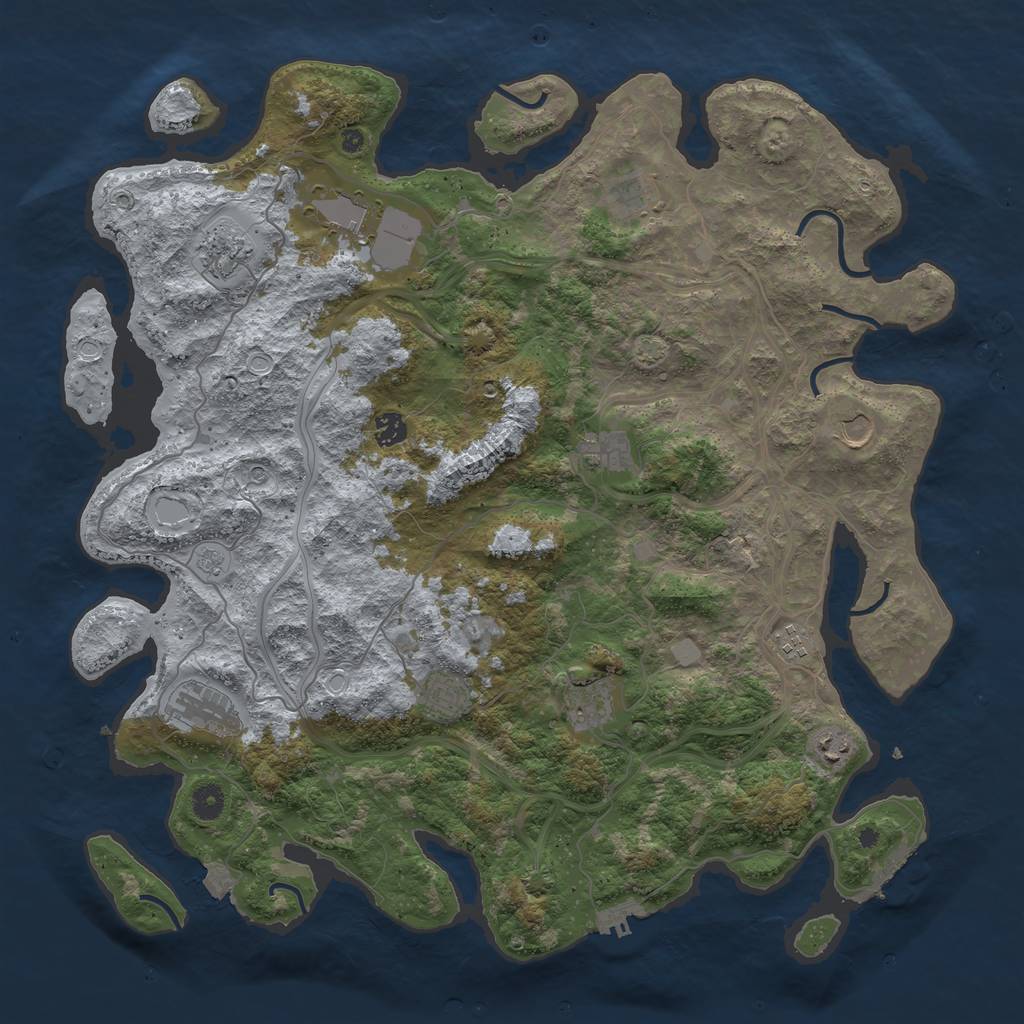 Rust Map: Procedural Map, Size: 4500, Seed: 402910514, 19 Monuments