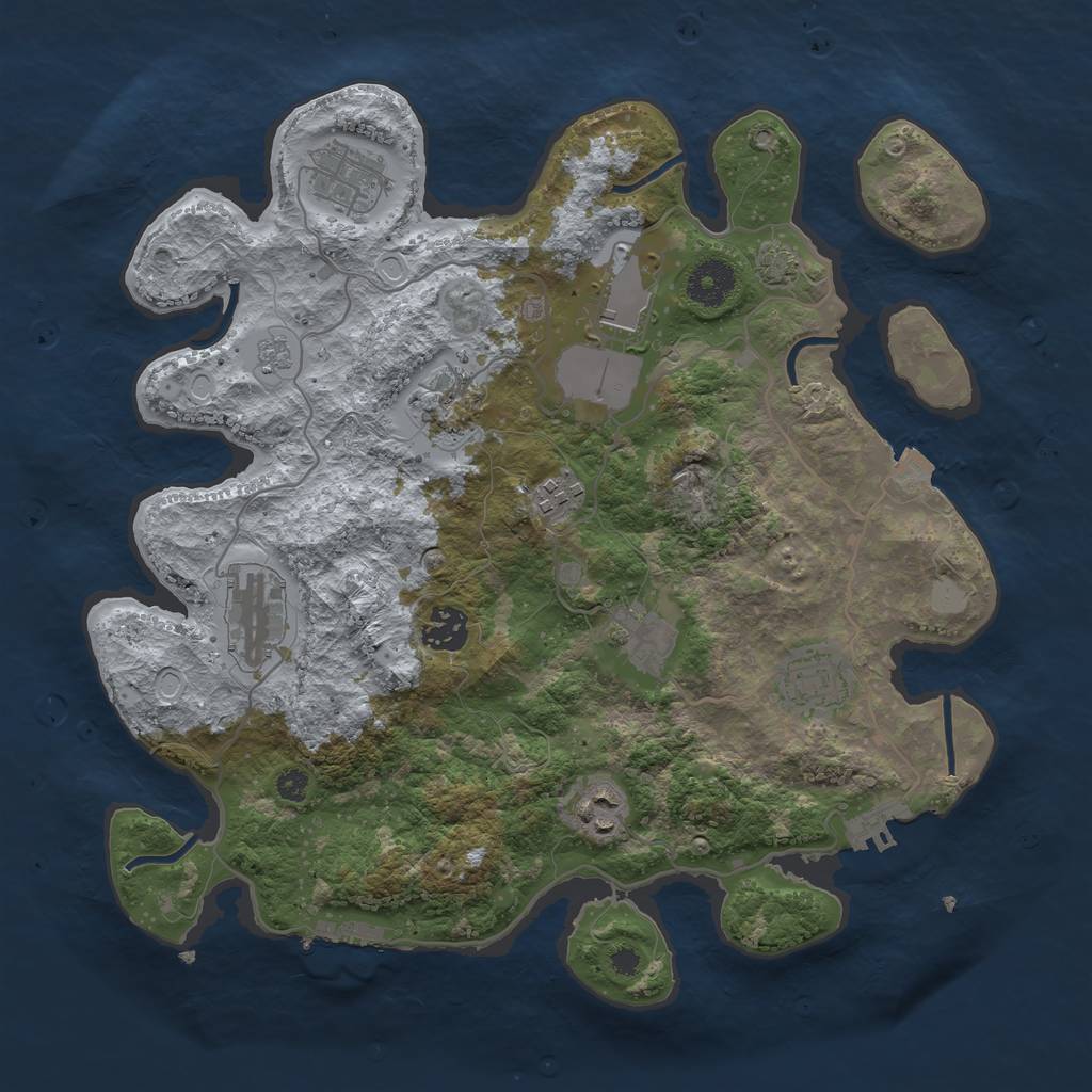 Rust Map: Procedural Map, Size: 3500, Seed: 1402222304, 16 Monuments