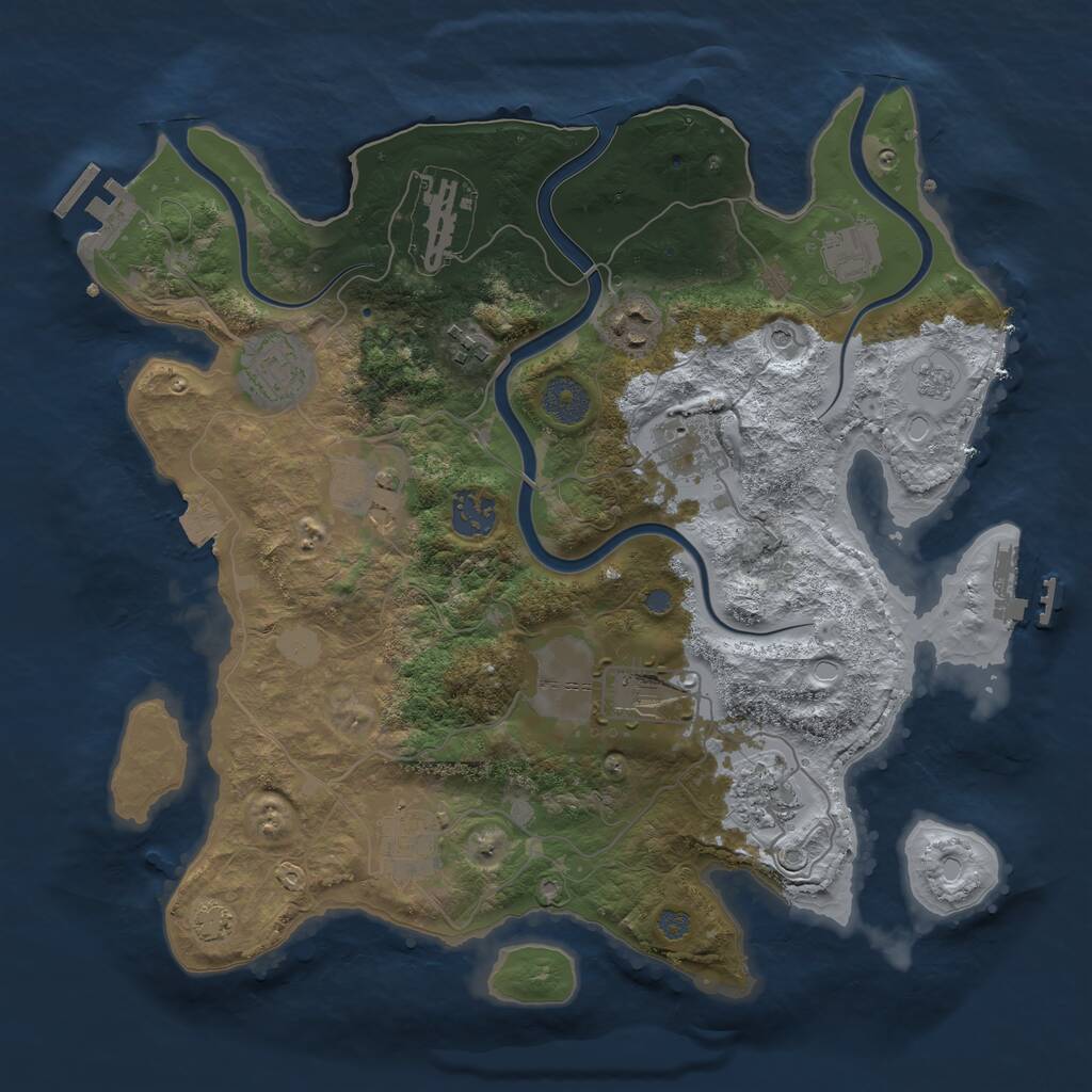 Rust Map: Procedural Map, Size: 3500, Seed: 842306534, 18 Monuments