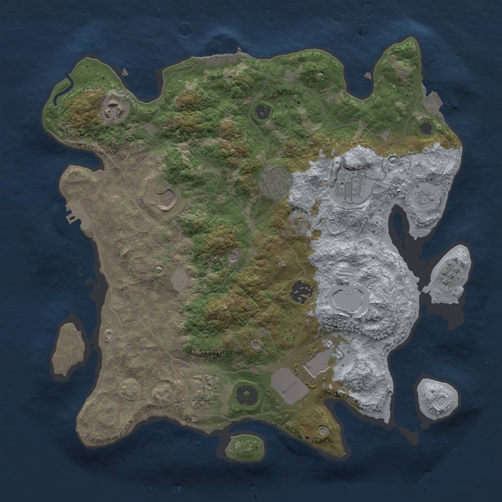 Rust Map: Procedural Map, Size: 3500, Seed: 842306534, 16 Monuments