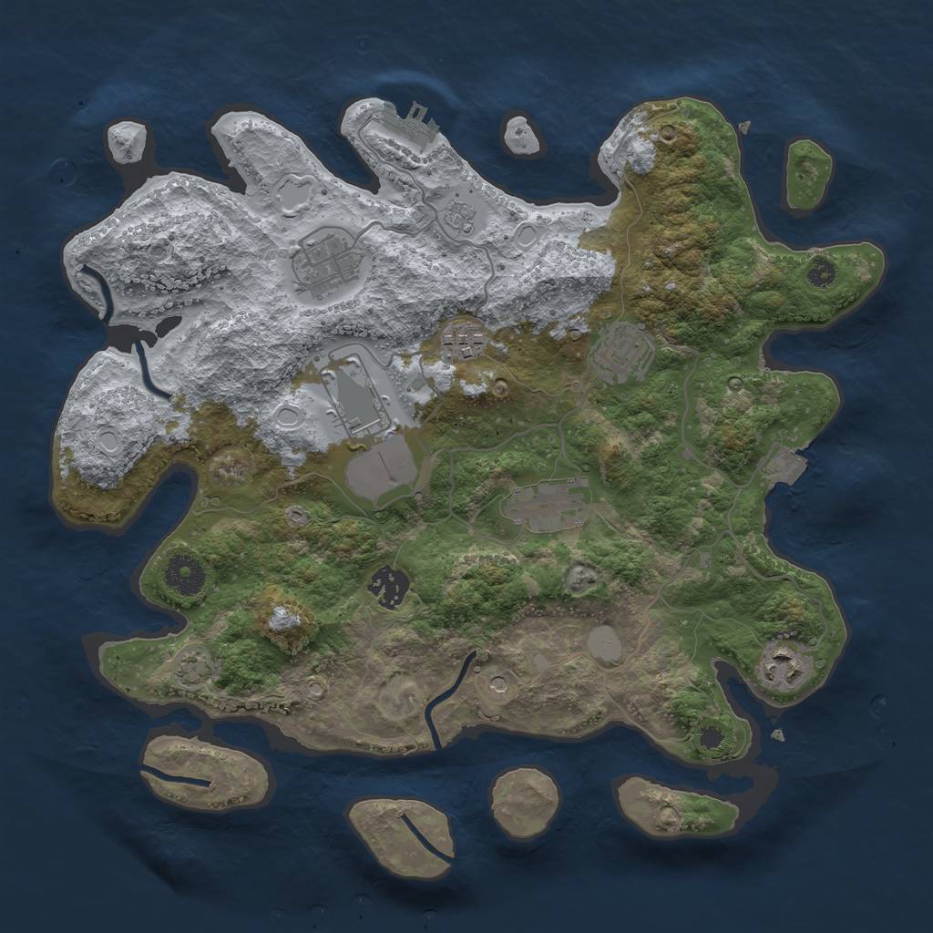 Rust Map: Procedural Map, Size: 3500, Seed: 854367079, 14 Monuments