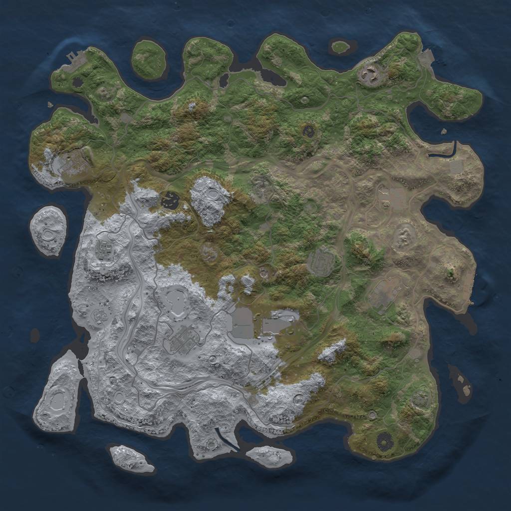Rust Map: Procedural Map, Size: 4250, Seed: 2073325990, 17 Monuments