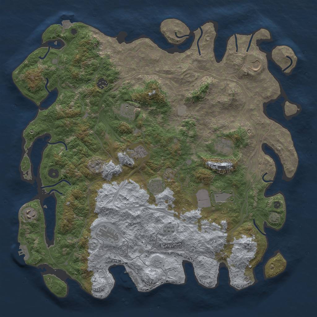 Rust Map: Procedural Map, Size: 4500, Seed: 1466, 18 Monuments