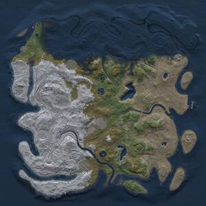 Thumbnail Rust Map: Procedural Map, Size: 4500, Seed: 23421, 13 Monuments