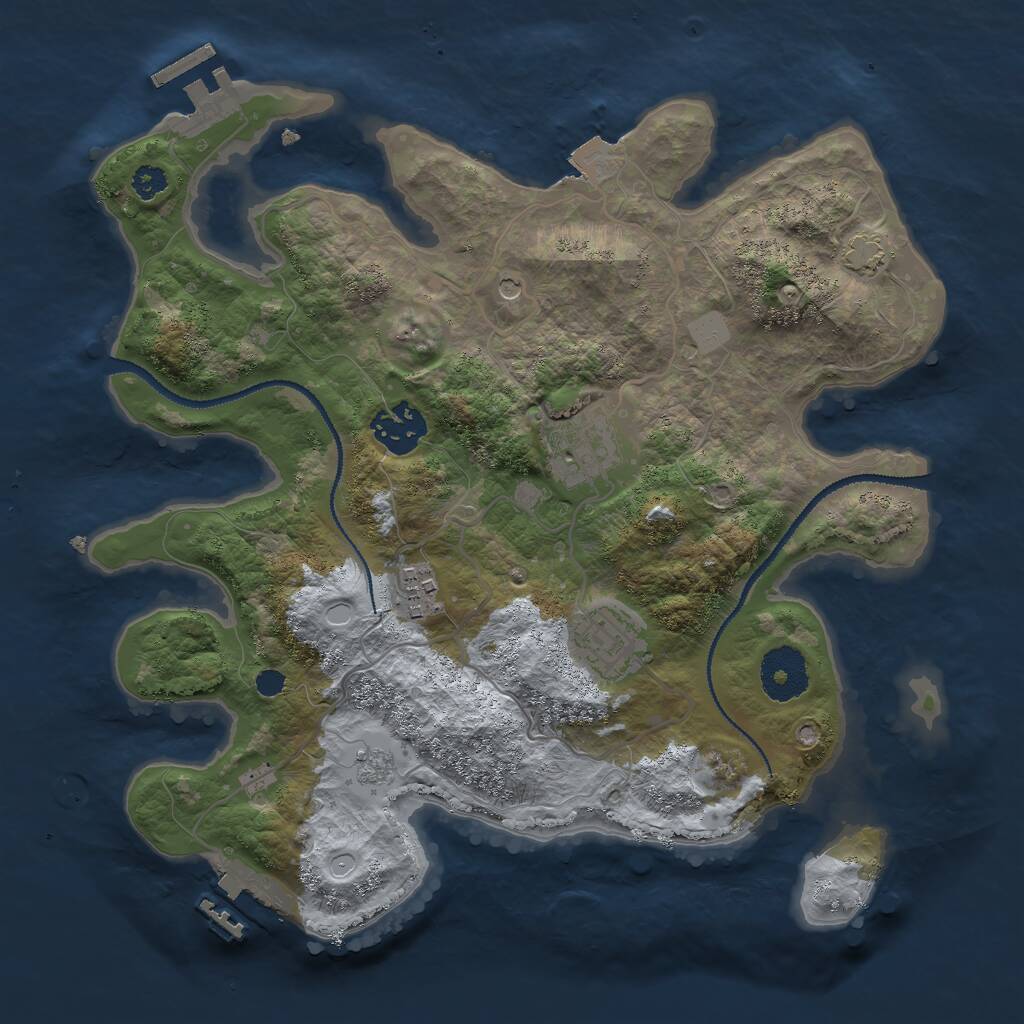 Rust Map: Procedural Map, Size: 3000, Seed: 129537217, 10 Monuments
