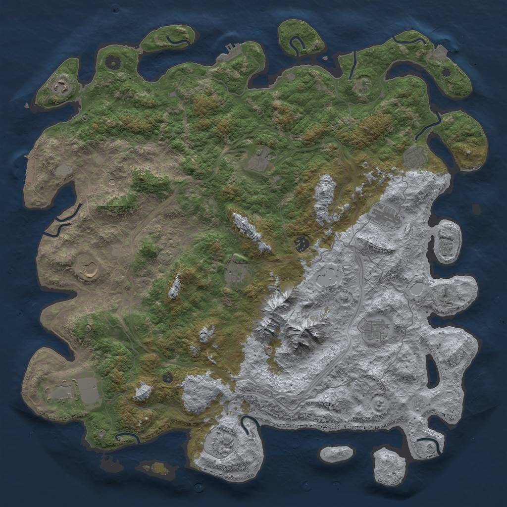 Rust Map: Procedural Map, Size: 5000, Seed: 432016, 19 Monuments