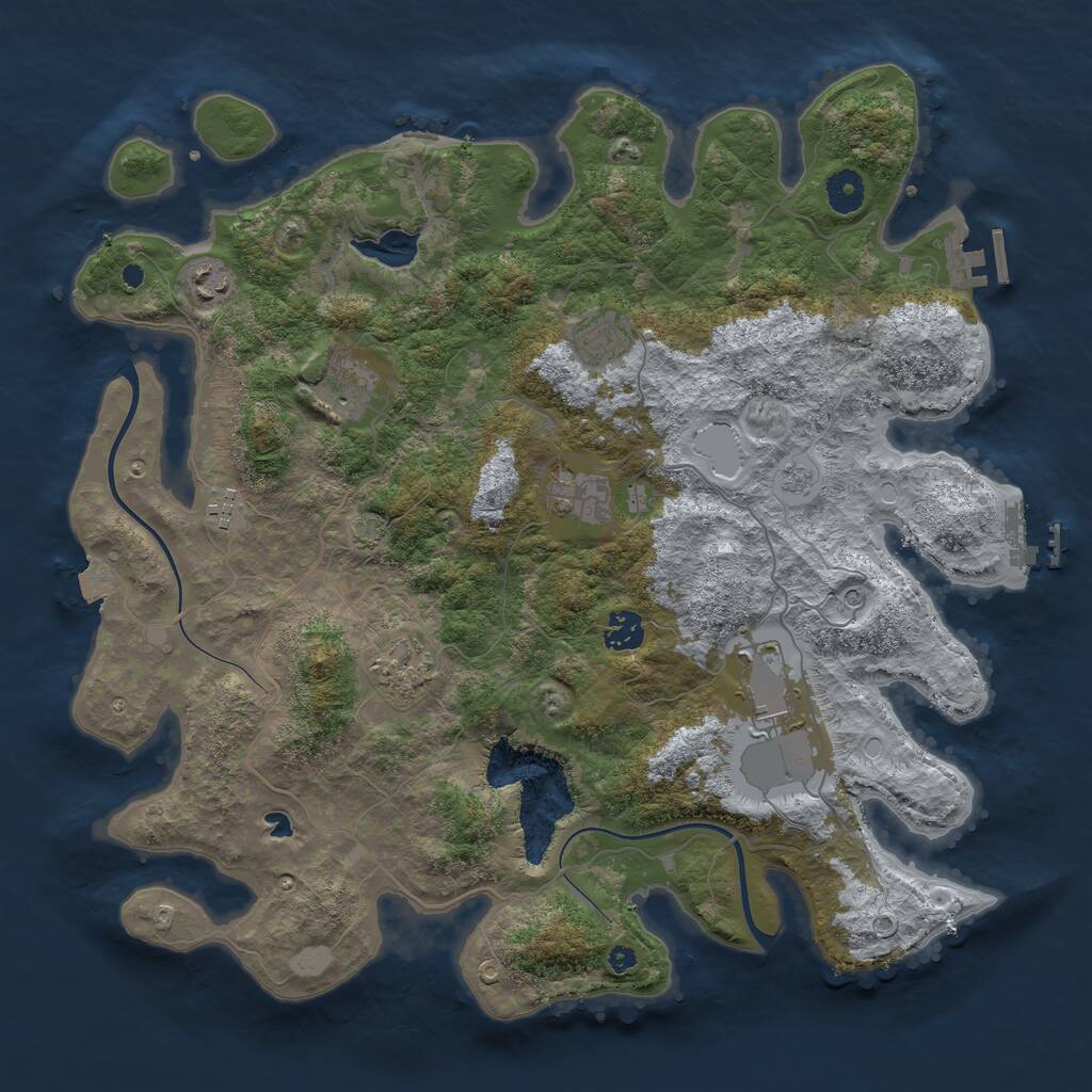 Rust Map: Procedural Map, Size: 4000, Seed: 6333, 14 Monuments