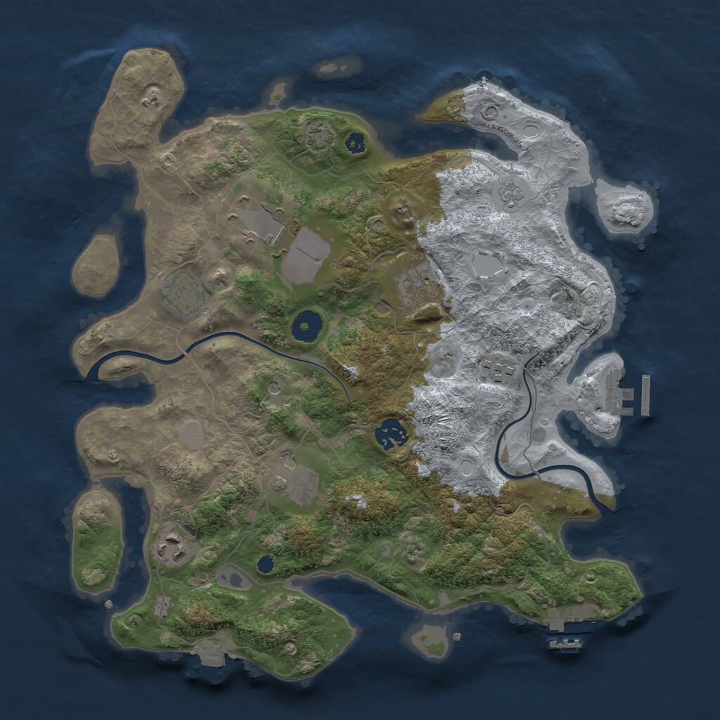 Rust Map: Procedural Map, Size: 3500, Seed: 1146916426, 13 Monuments