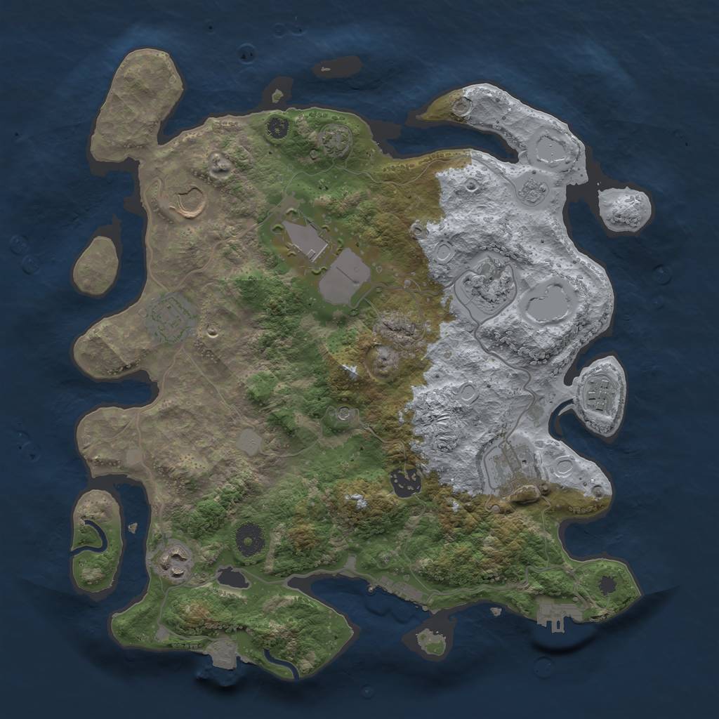 Rust Map: Procedural Map, Size: 3500, Seed: 1146916426, 16 Monuments