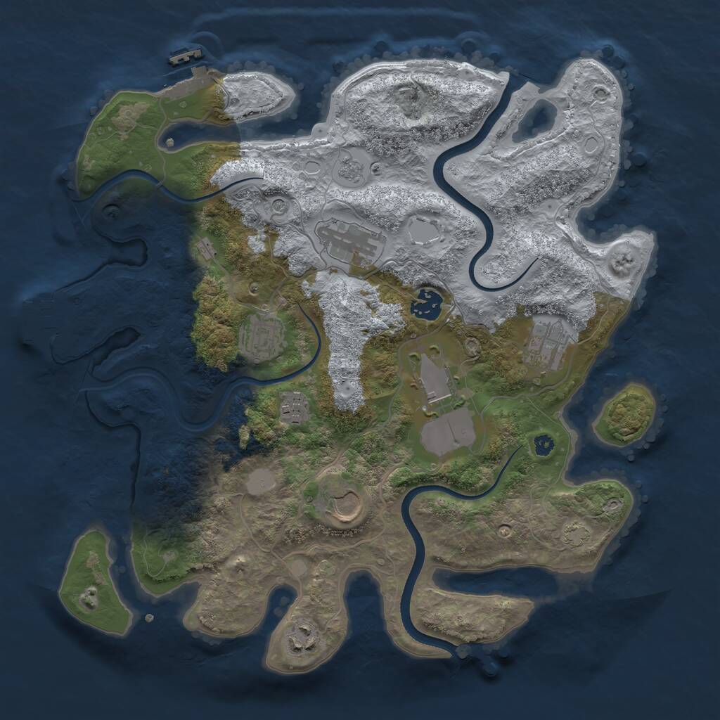 Rust Map: Procedural Map, Size: 3500, Seed: 390503340, 14 Monuments