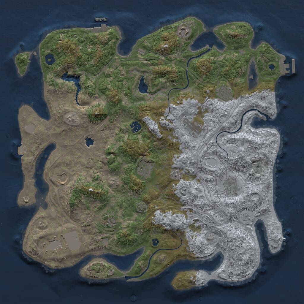 Rust Map: Procedural Map, Size: 4250, Seed: 66972398, 16 Monuments