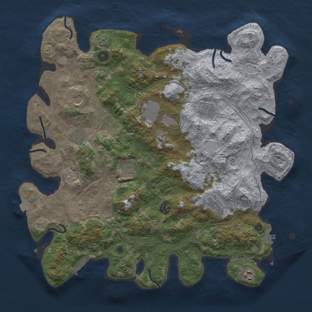 Rust Map: Procedural Map, Size: 4300, Seed: 435102, 18 Monuments