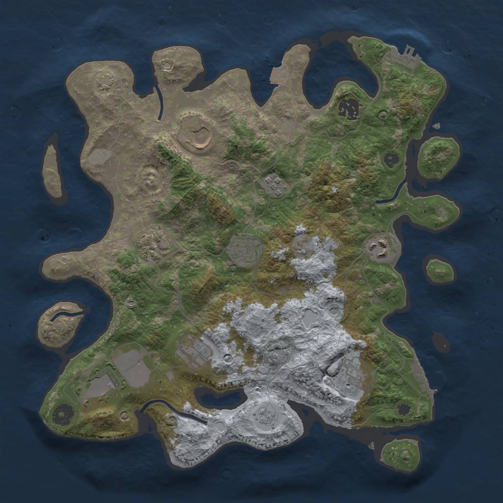 Rust Map: Procedural Map, Size: 3500, Seed: 629163497, 17 Monuments