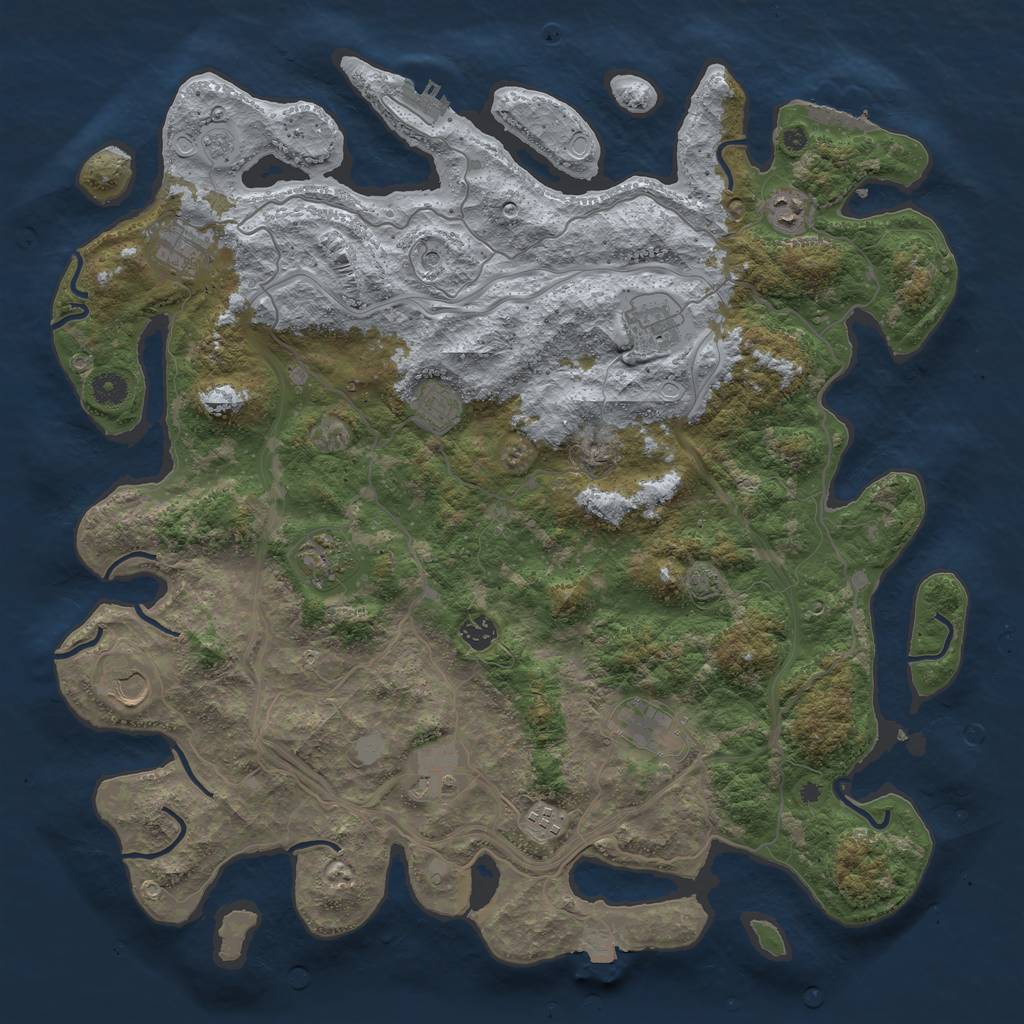 Rust Map: Procedural Map, Size: 4500, Seed: 977571371, 18 Monuments