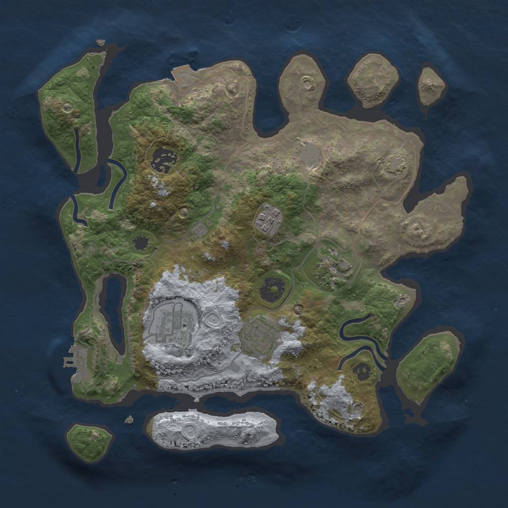 Rust Map: Procedural Map, Size: 3000, Seed: 1094779198, 10 Monuments