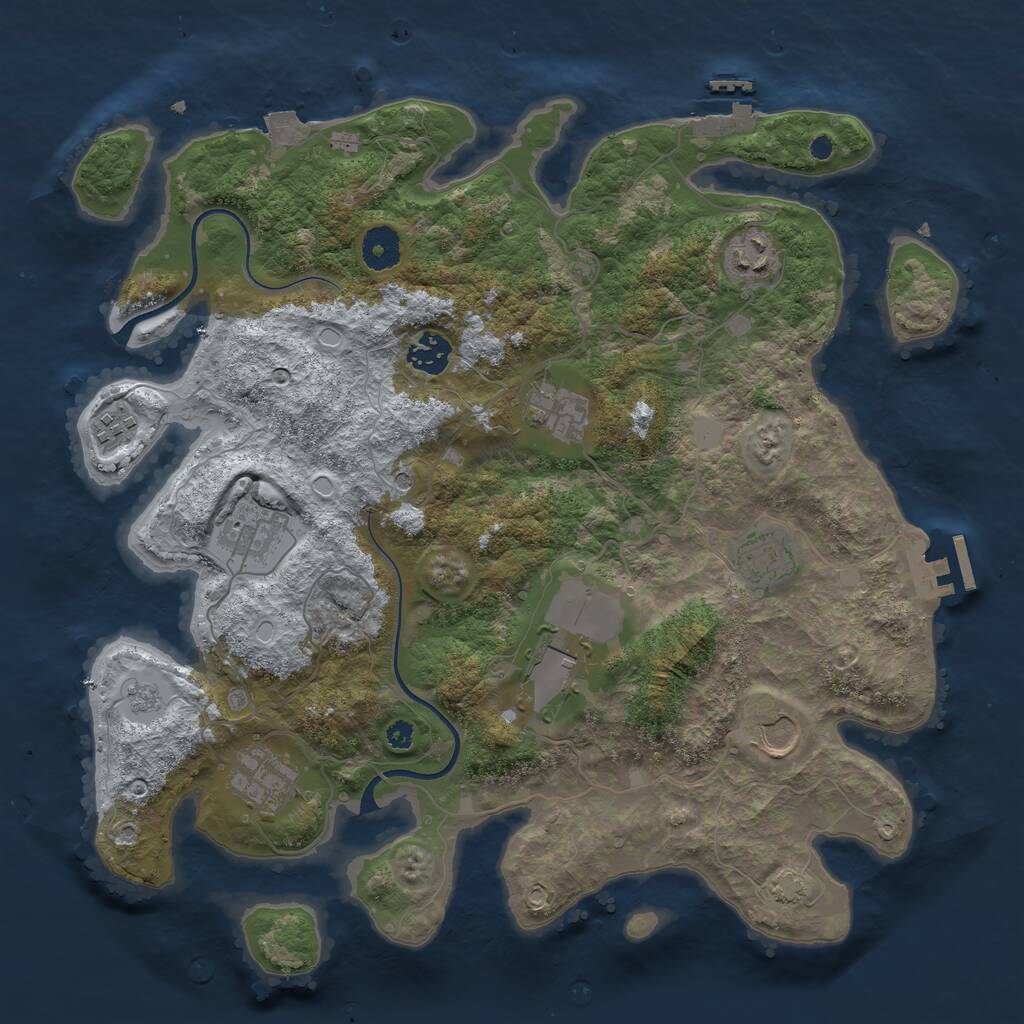 Rust Map: Procedural Map, Size: 3700, Seed: 34494620, 15 Monuments