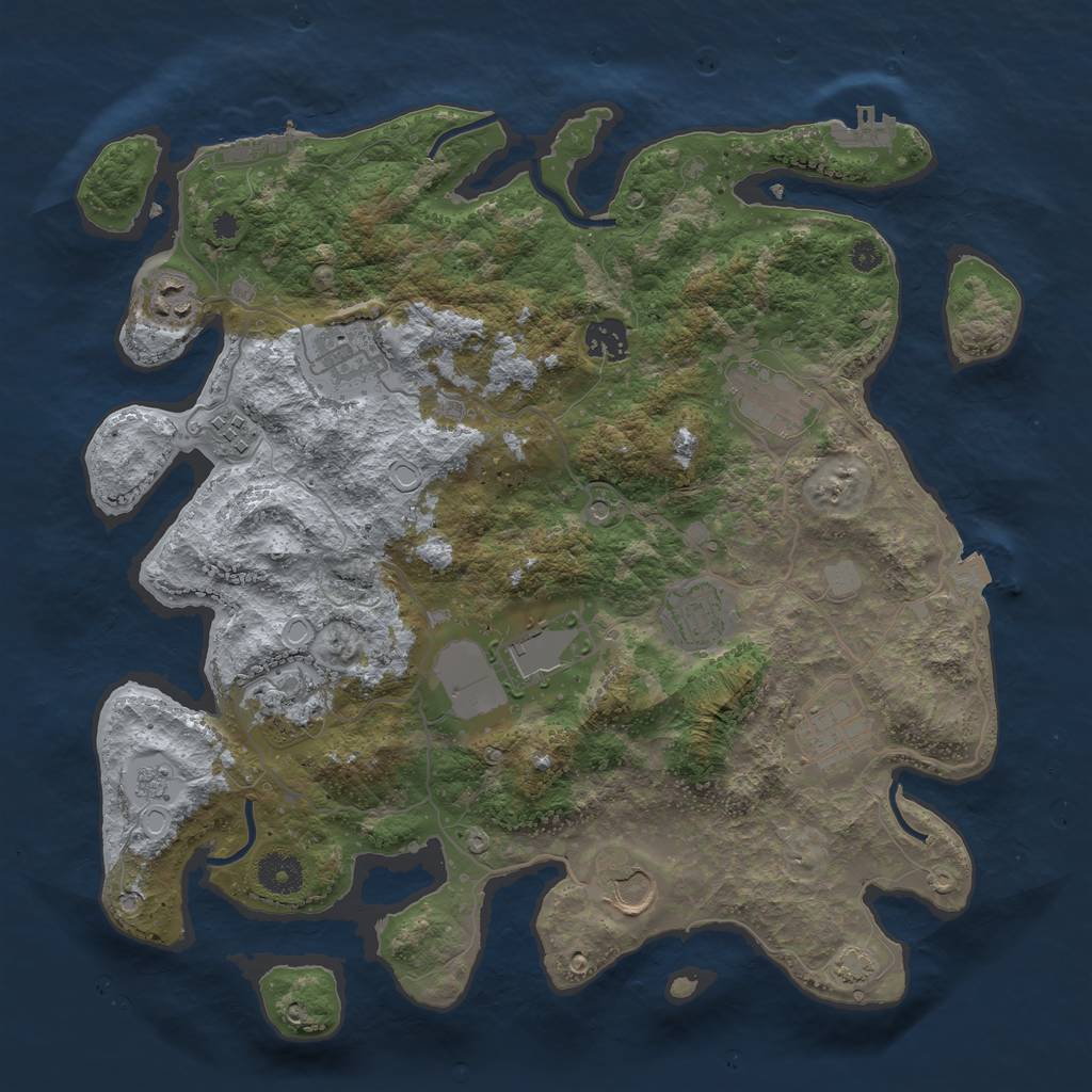 Rust Map: Procedural Map, Size: 3700, Seed: 34494620, 18 Monuments