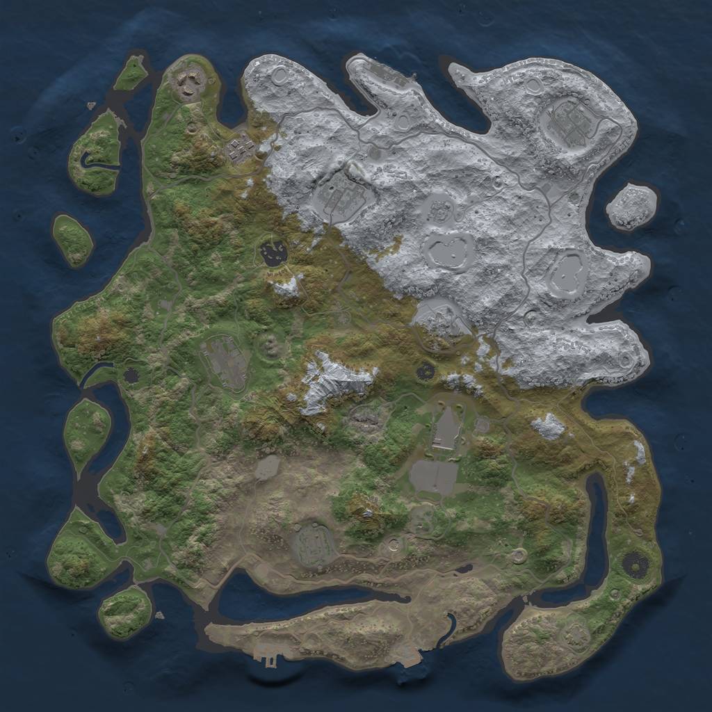 Rust Map: Procedural Map, Size: 4000, Seed: 1060898078, 17 Monuments