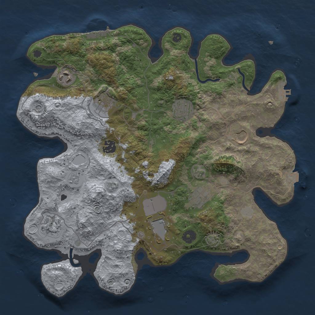 Rust Map: Procedural Map, Size: 3500, Seed: 377887614, 16 Monuments