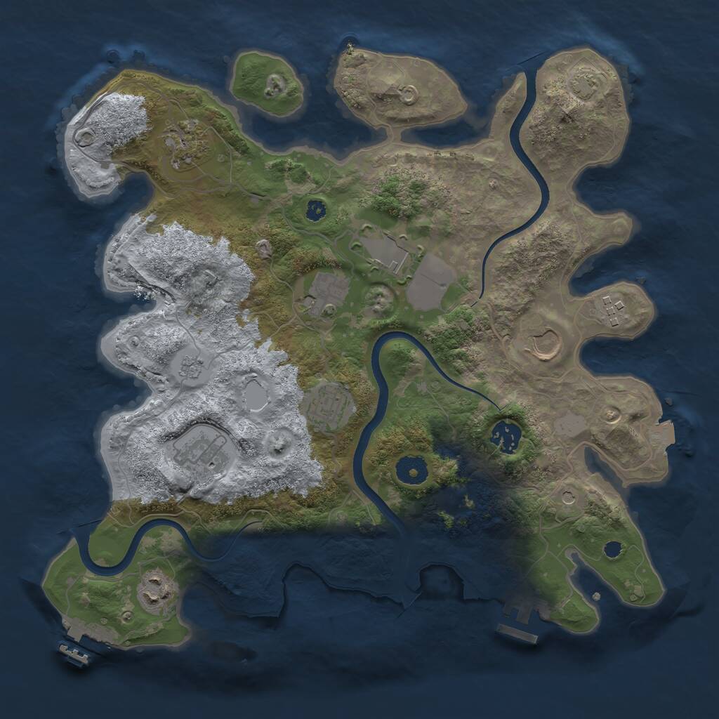 Rust Map: Procedural Map, Size: 3500, Seed: 1517310408, 15 Monuments