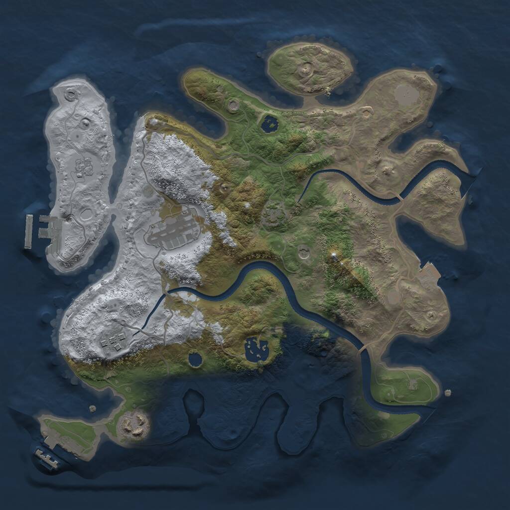 Rust Map: Procedural Map, Size: 3000, Seed: 1689455576, 10 Monuments