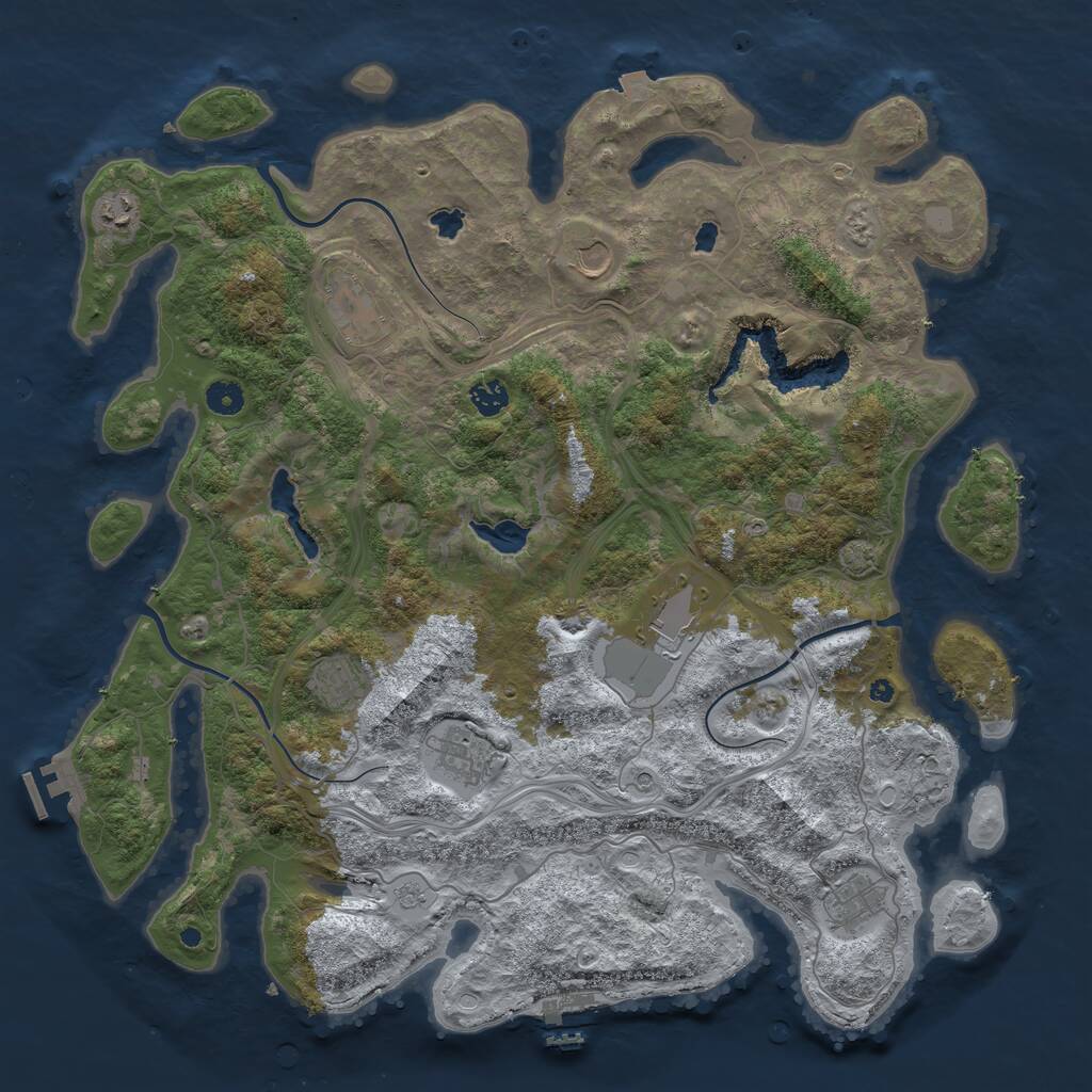 Rust Map: Procedural Map, Size: 4500, Seed: 1084948177, 14 Monuments