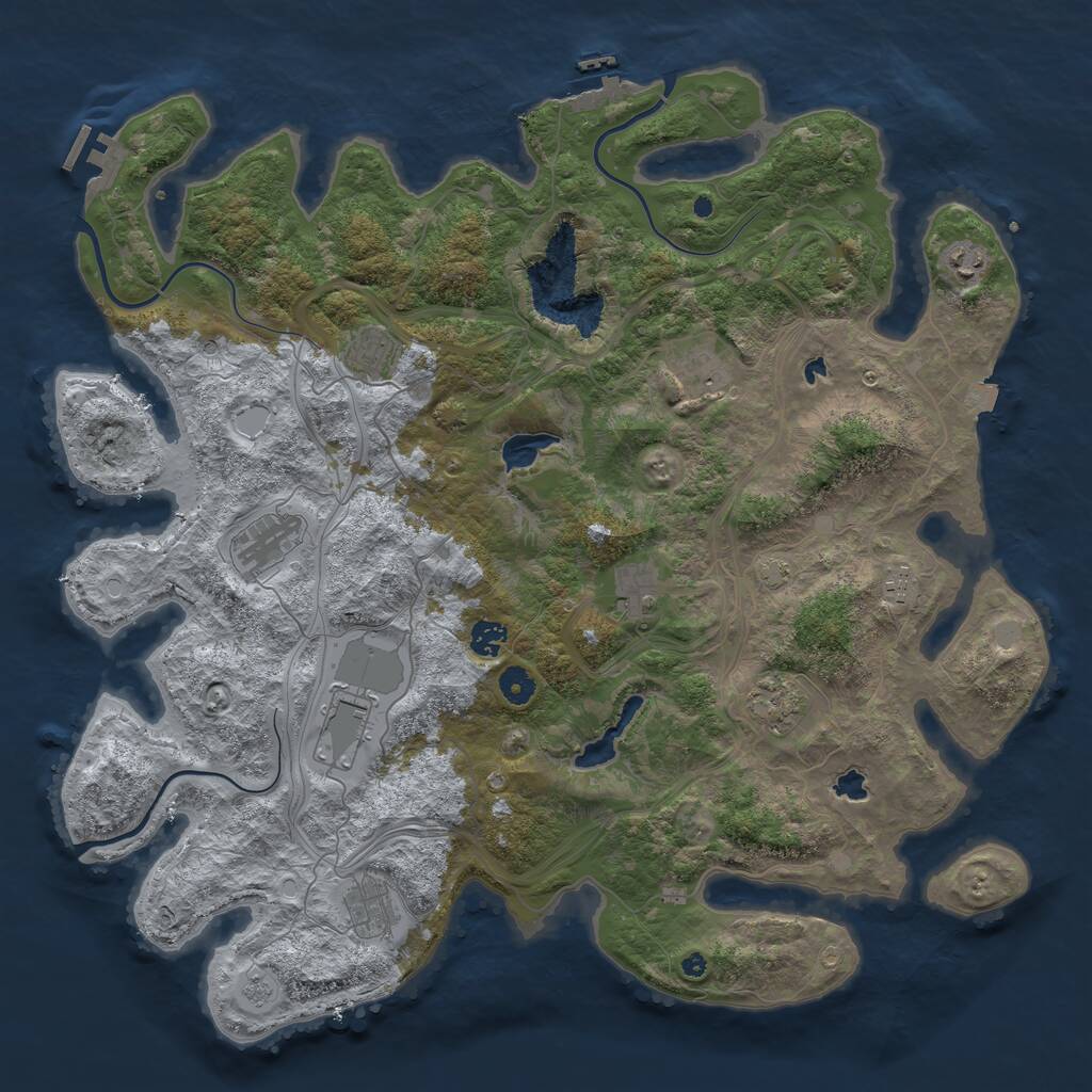 Rust Map: Procedural Map, Size: 4500, Seed: 221136649, 16 Monuments