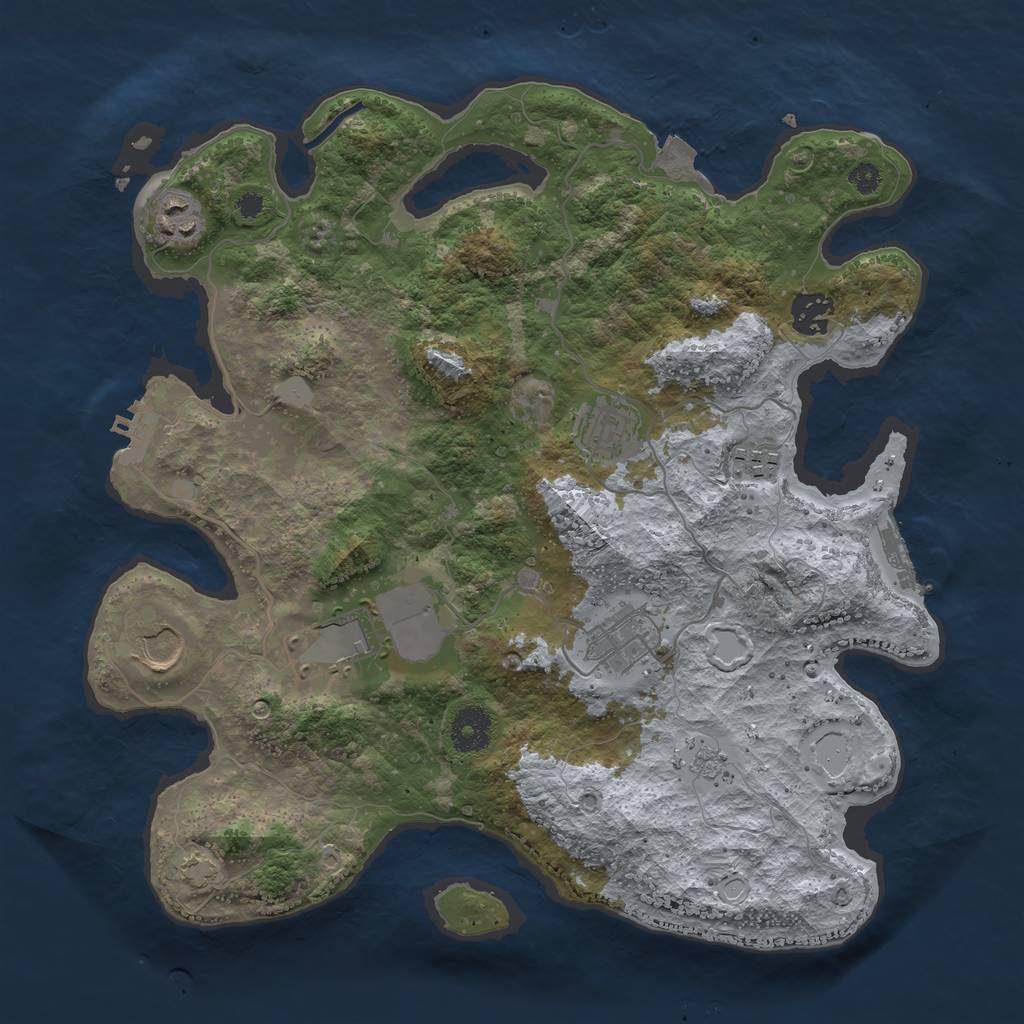Rust Map: Procedural Map, Size: 3500, Seed: 1867178224, 14 Monuments