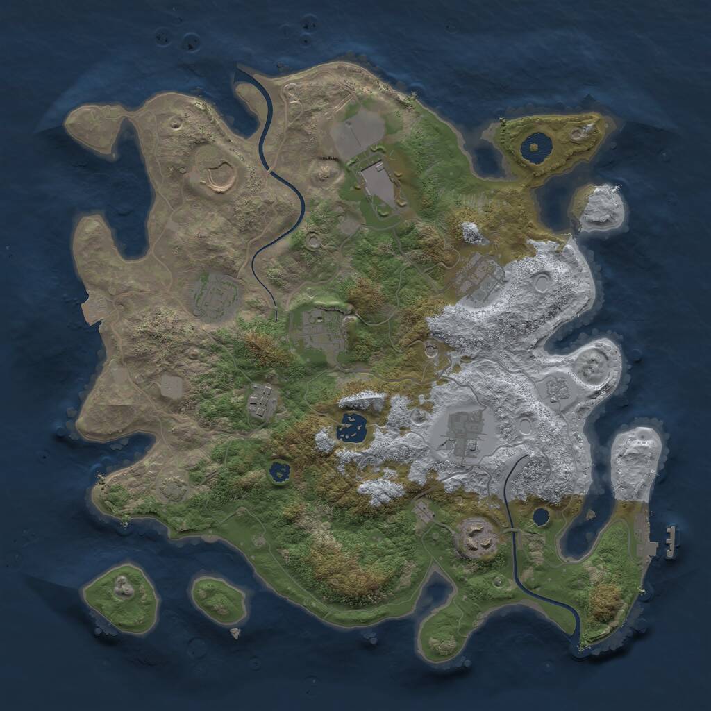 Rust Map: Procedural Map, Size: 3500, Seed: 527289196, 14 Monuments